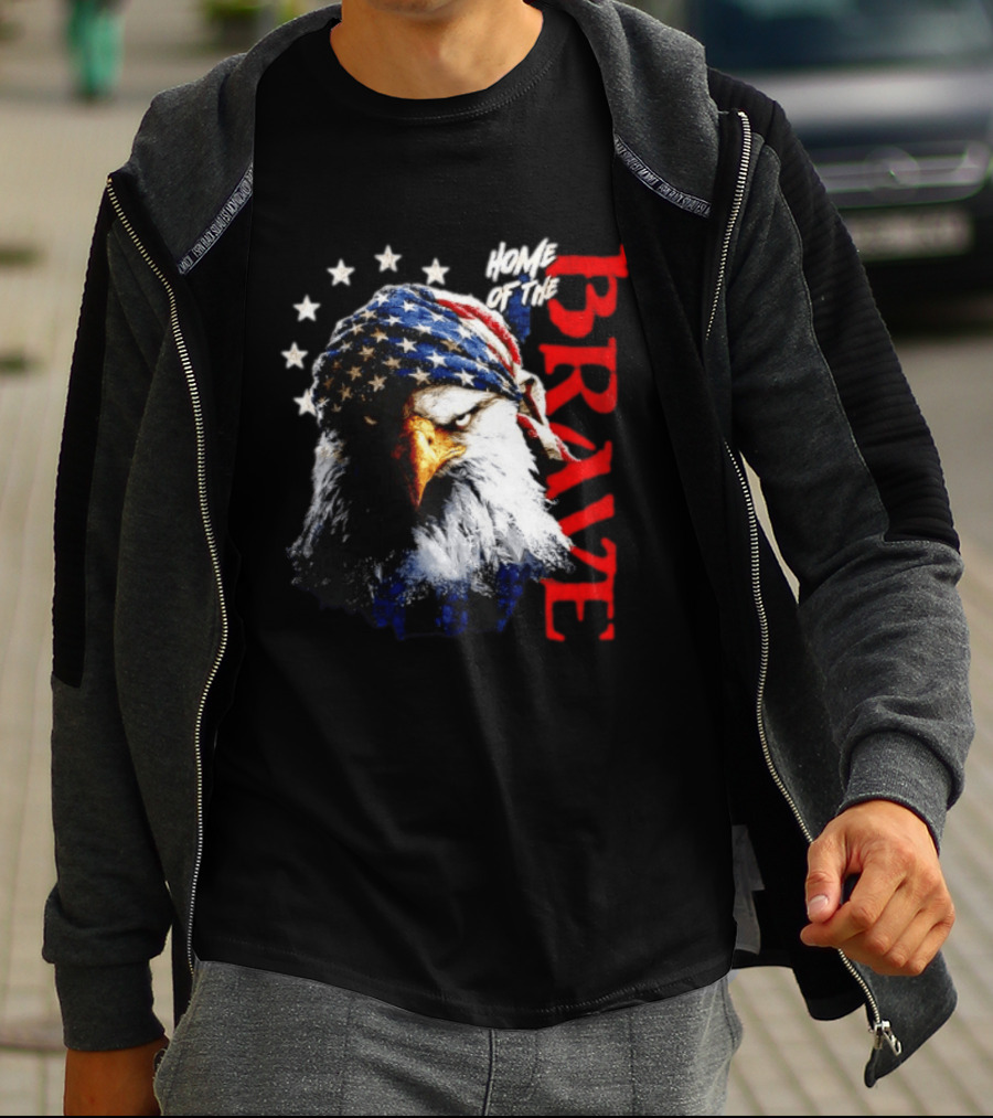 American Eagle Bandana Home Of The Brave Stars T-Shirt