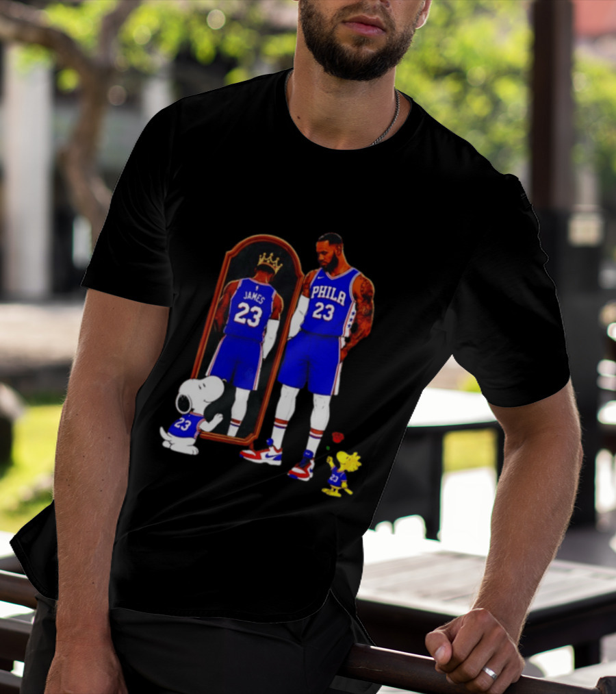 Snoopy Woodstock Mirror 23 King James Philadelphia 76ers T-Shirt