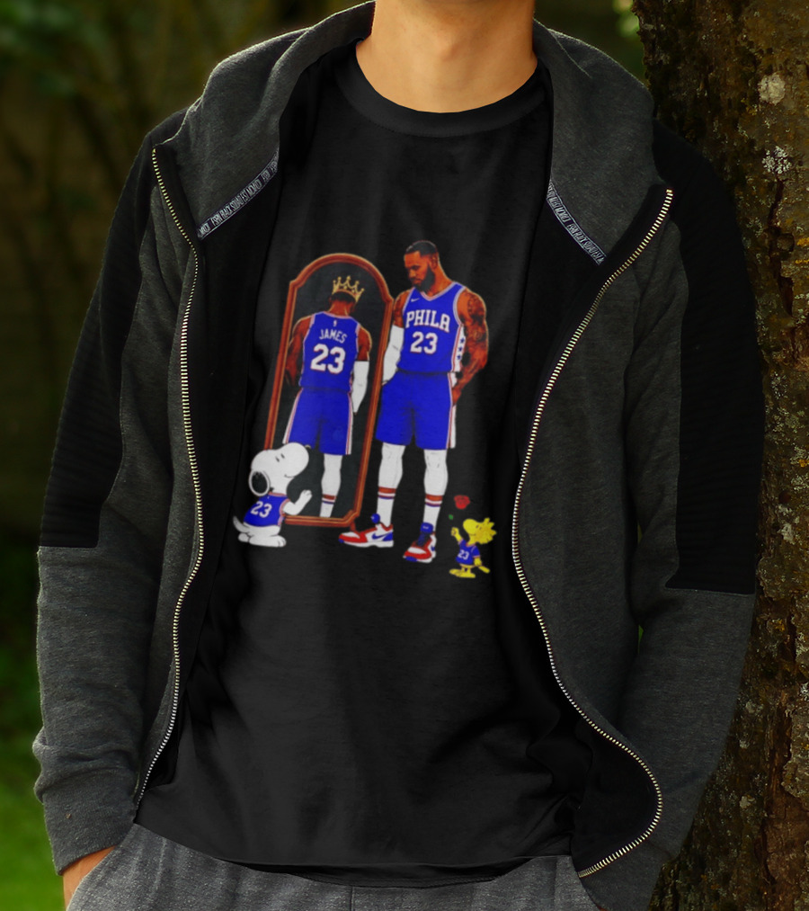 Snoopy Woodstock Mirror 23 King James Philadelphia 76ers T-Shirt