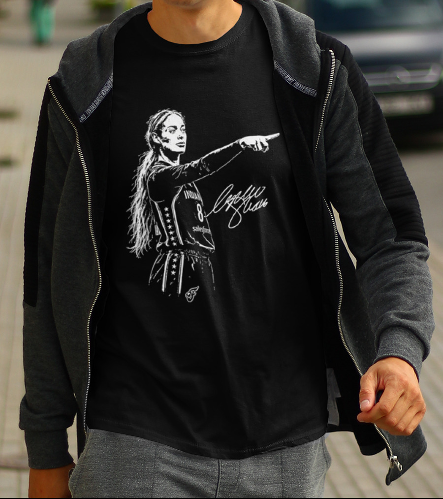 Sophie Cunningham Pointing Gesture Basketball Player Sketch T-Shirt