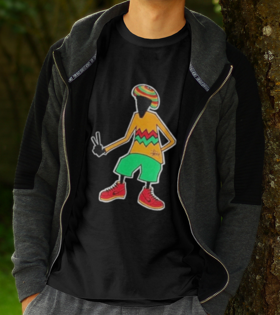 Stussy Rasta Man Peace Sign Reggae Streetwear Jamaica Style Fashion T-Shirt