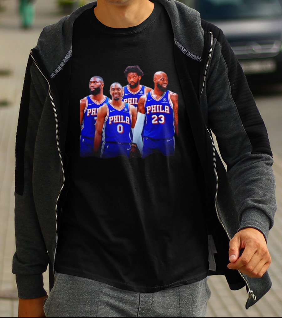 Philadelphia 76ers Joel Embiid Tyrese Maxey Paul George LeBron James NBA Team T-Shirt