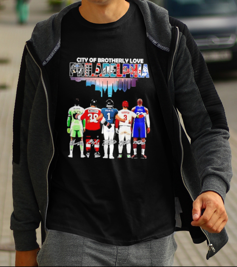 City Of Brotherly Love Philadelphia Skyline James Harper Hurts Blake Michkov T-Shirt