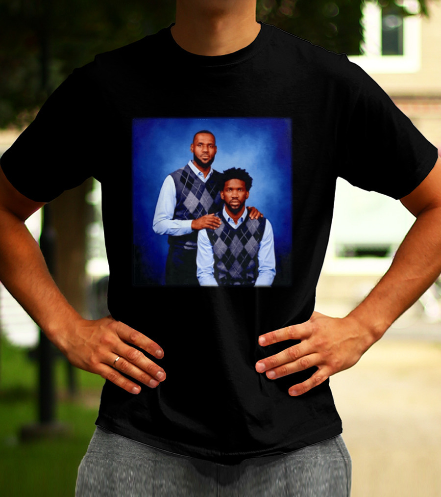 Lebron James Joel Embiid Philadelphia 76ers In Matching Argyle Sweaters T-Shirt