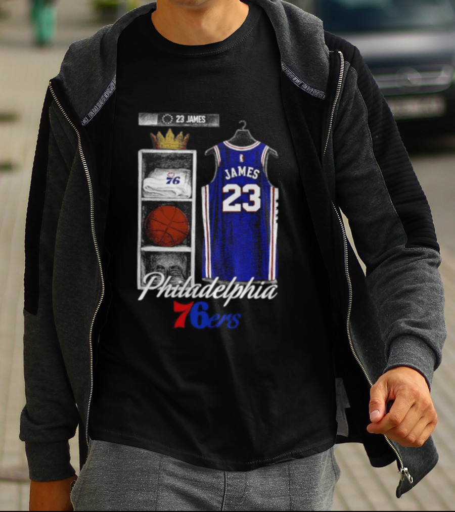 LeBron James 23 Jersey Philadelphia 76ers Locker Room T-Shirt