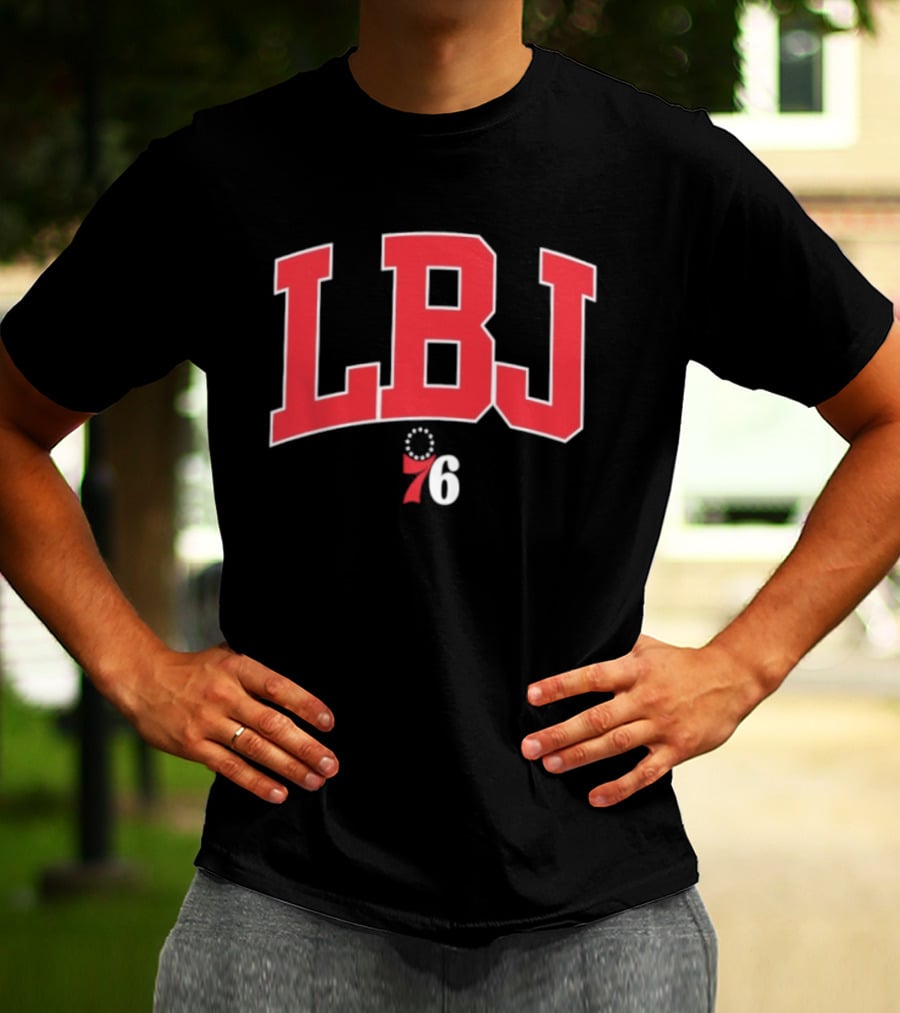 LeBron James LBJ Philadelphia 76ers 76 Royal Varsity Initials T-Shirt