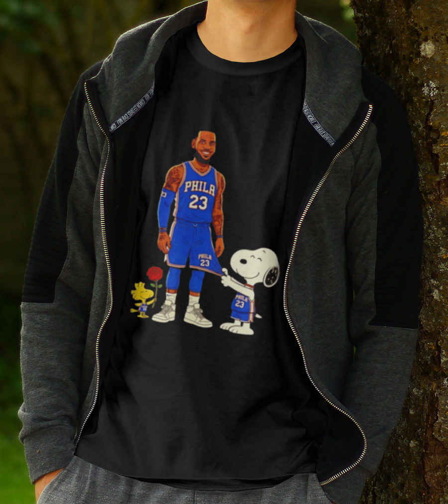 LeBron James Peanuts Collaboration Philadelphia 76ers Snoopy Woodstock 23 Jersey T-Shirt