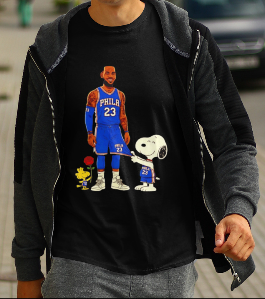 LeBron James Peanuts Collaboration Philadelphia 76ers Snoopy Woodstock 23 Jersey T-Shirt