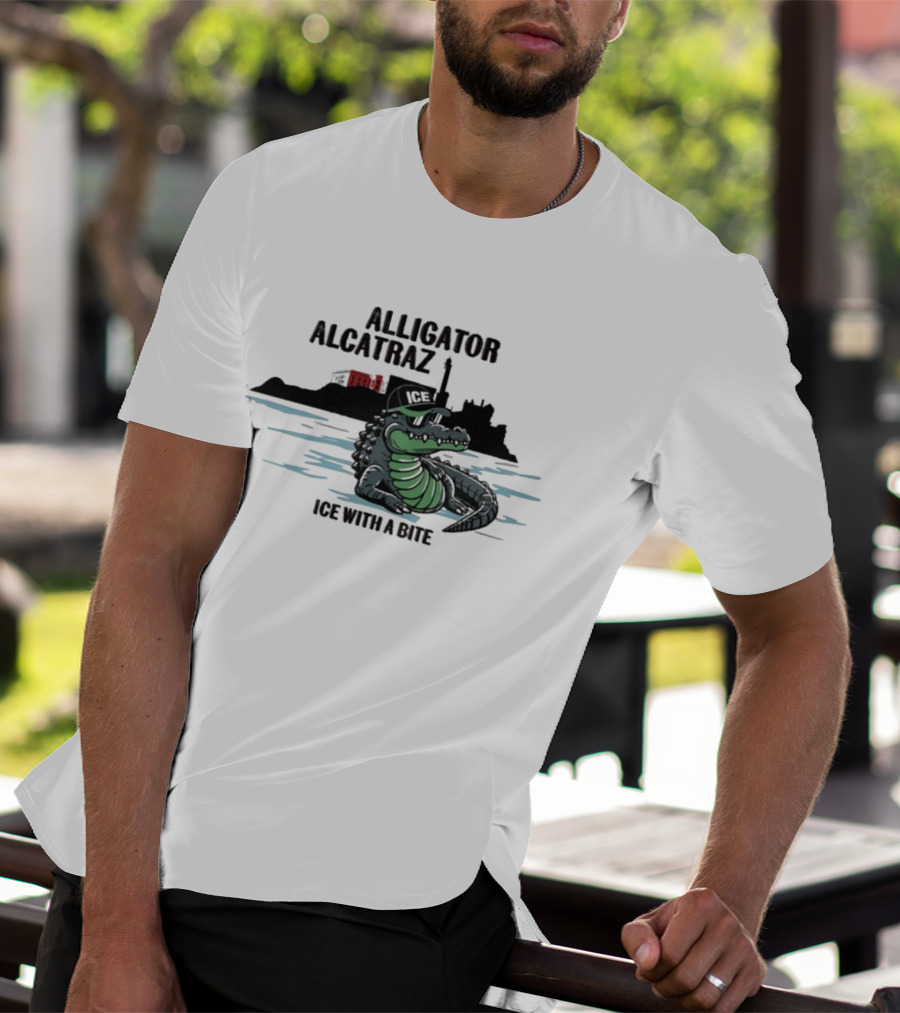 Alligator Alcatraz Ice With A Bite Chilling Reptile At San Francisco Bay T-Shirt