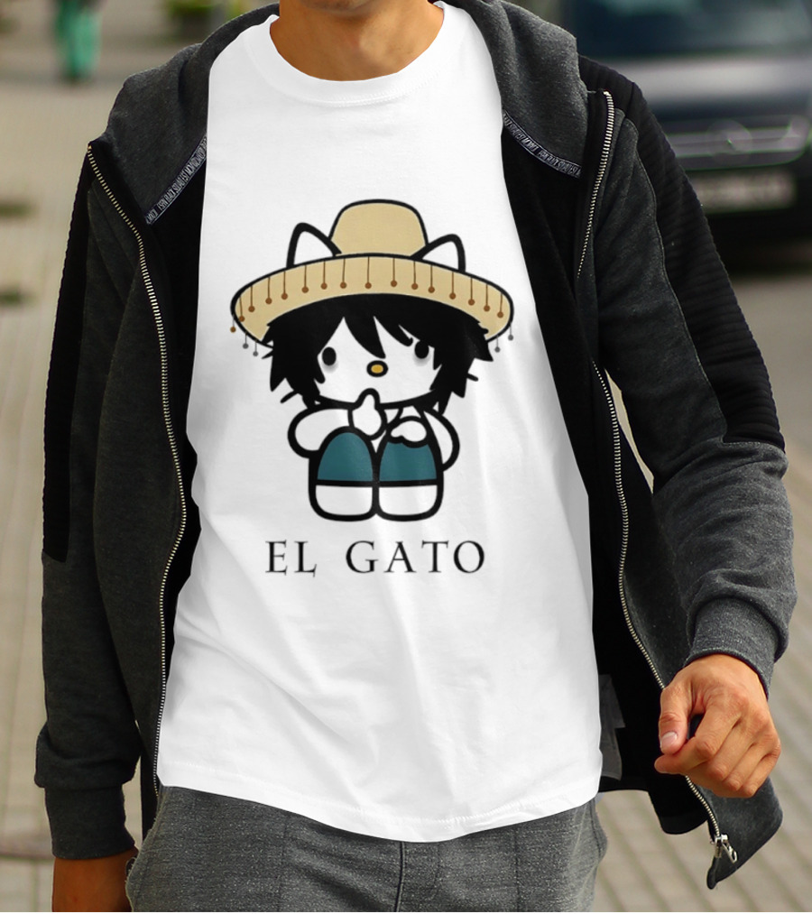El Gato Hello Kitty L Lawliet Crossover With Sombrero T-Shirt