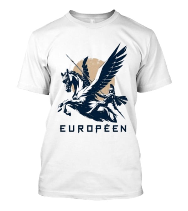 Européen Spartan Warrior Riding Pegasus Greek Mythology T-Shirt