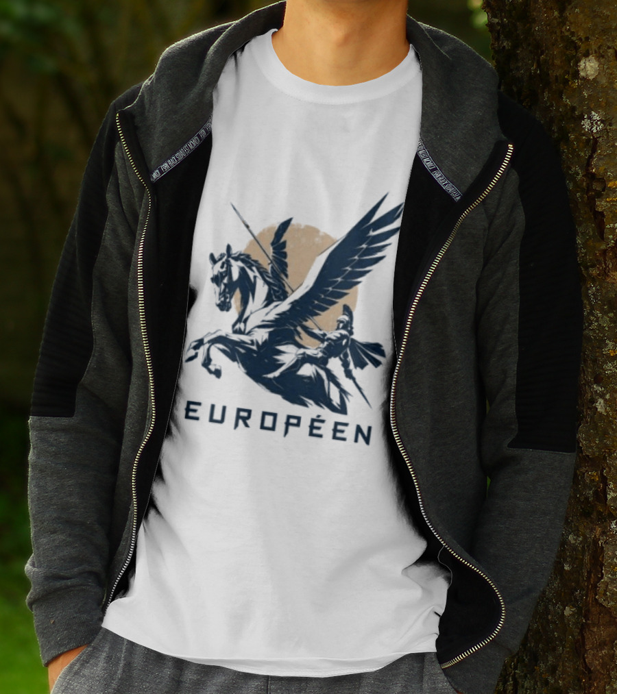 Européen Spartan Warrior Riding Pegasus Greek Mythology T-Shirt