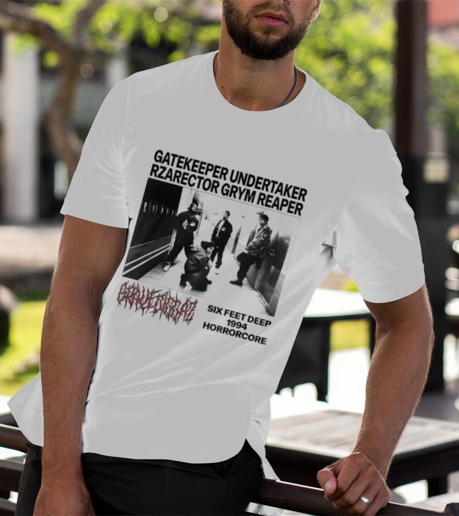 Gravediggaz Six Feet Deep 1994 Gatekeeper Undertaker Rzarector Grym Reaper Horrorcore T-Shirt