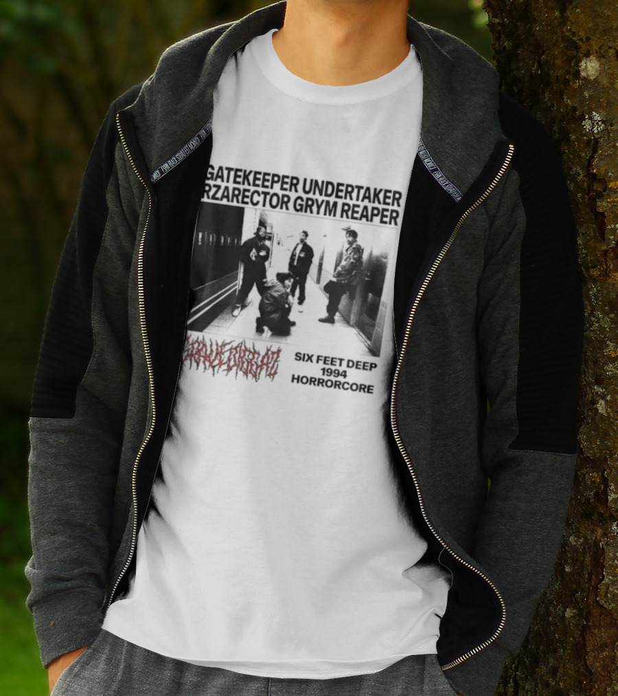 Gravediggaz Six Feet Deep 1994 Gatekeeper Undertaker Rzarector Grym Reaper Horrorcore T-Shirt