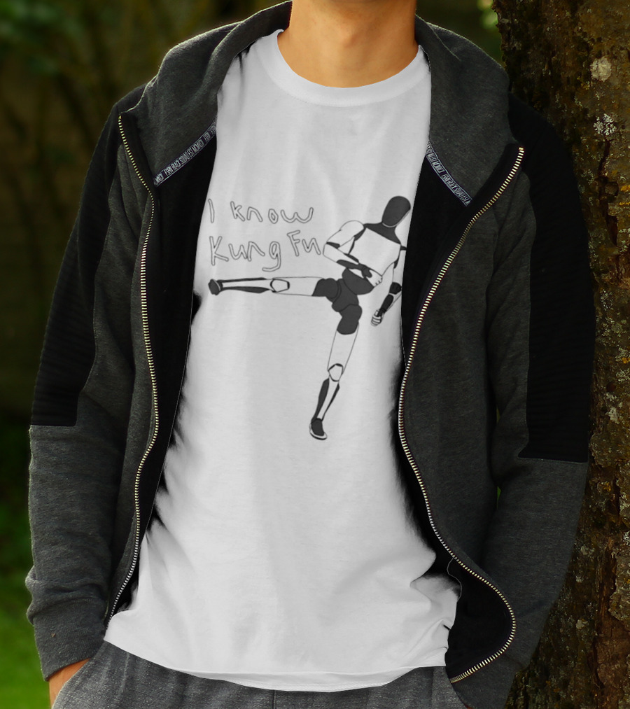 I Know Kung Fu Matrix Mannequin Neo Martial Arts Pose T-Shirt