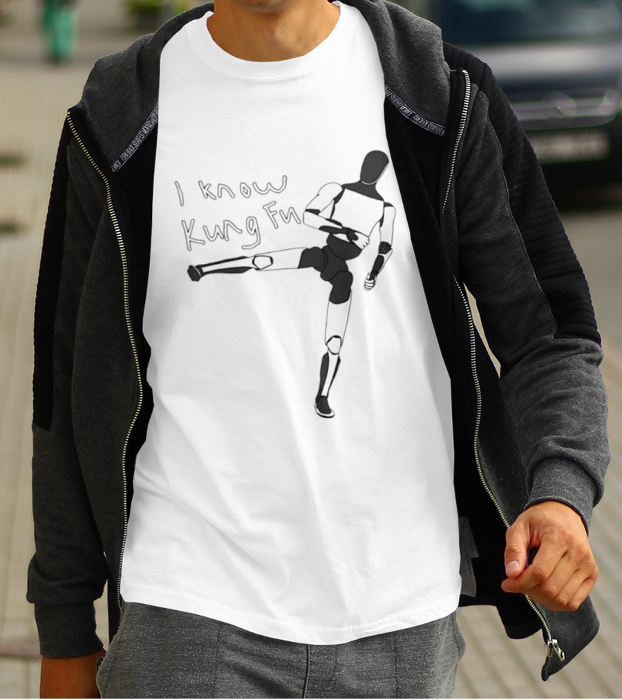 I Know Kung Fu Matrix Mannequin Neo Martial Arts Pose T-Shirt