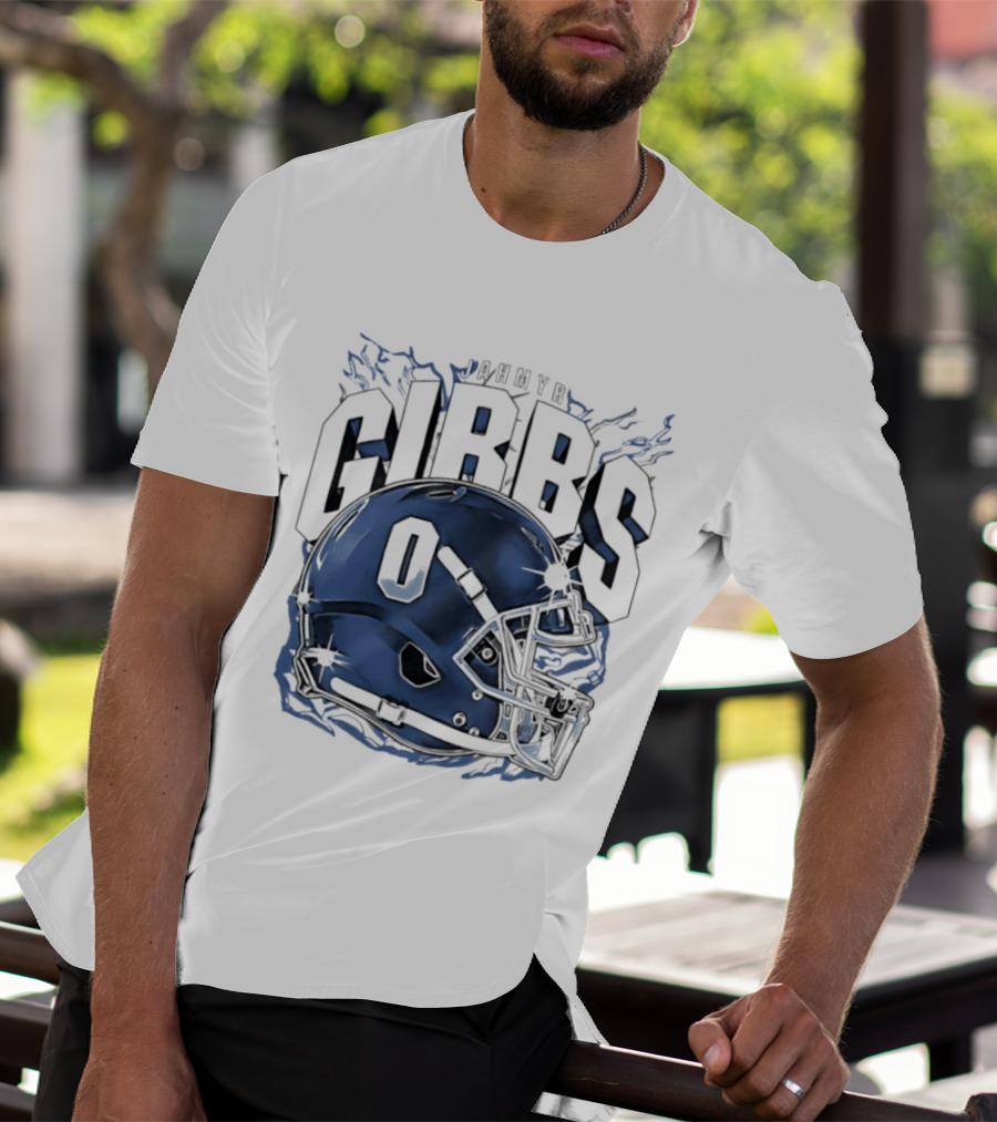 Jahmyr Gibbs 0 Detroit Lions Football Helmet 2026 GIBBS T-Shirt