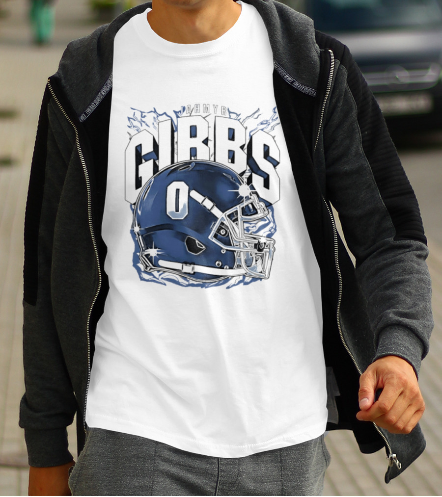Jahmyr Gibbs 0 Detroit Lions Football Helmet 2026 GIBBS T-Shirt