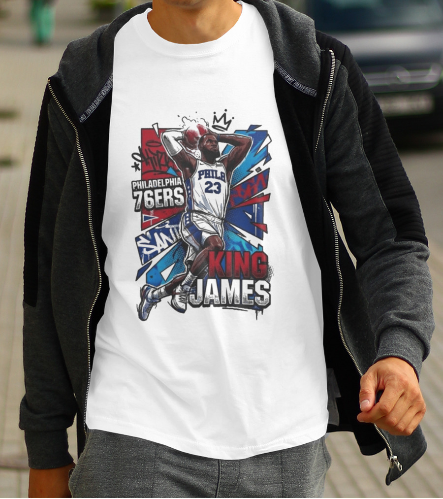 Philadelphia 76ers King James Dunk Graffiti T-Shirt