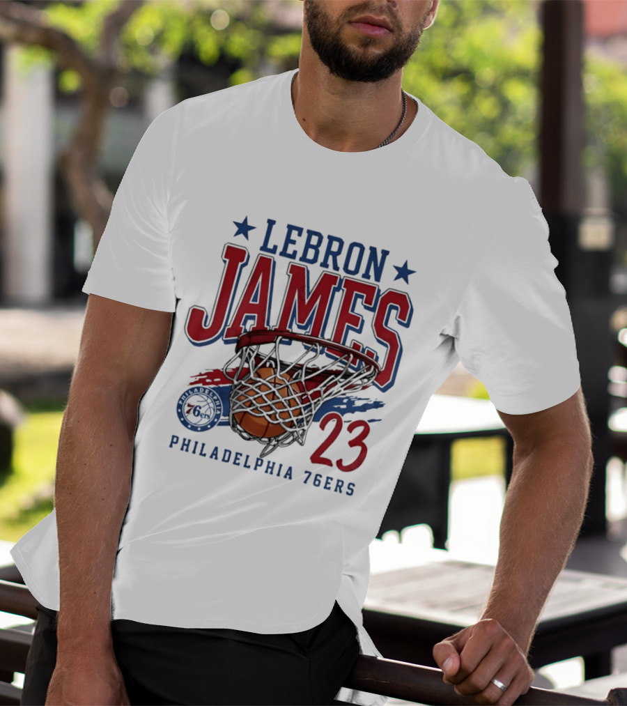LeBron James Basketball 23 Hoop Philadelphia 76ers T-Shirt