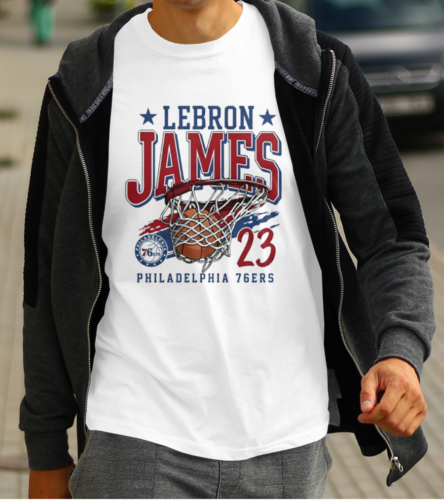 LeBron James Basketball 23 Hoop Philadelphia 76ers T-Shirt