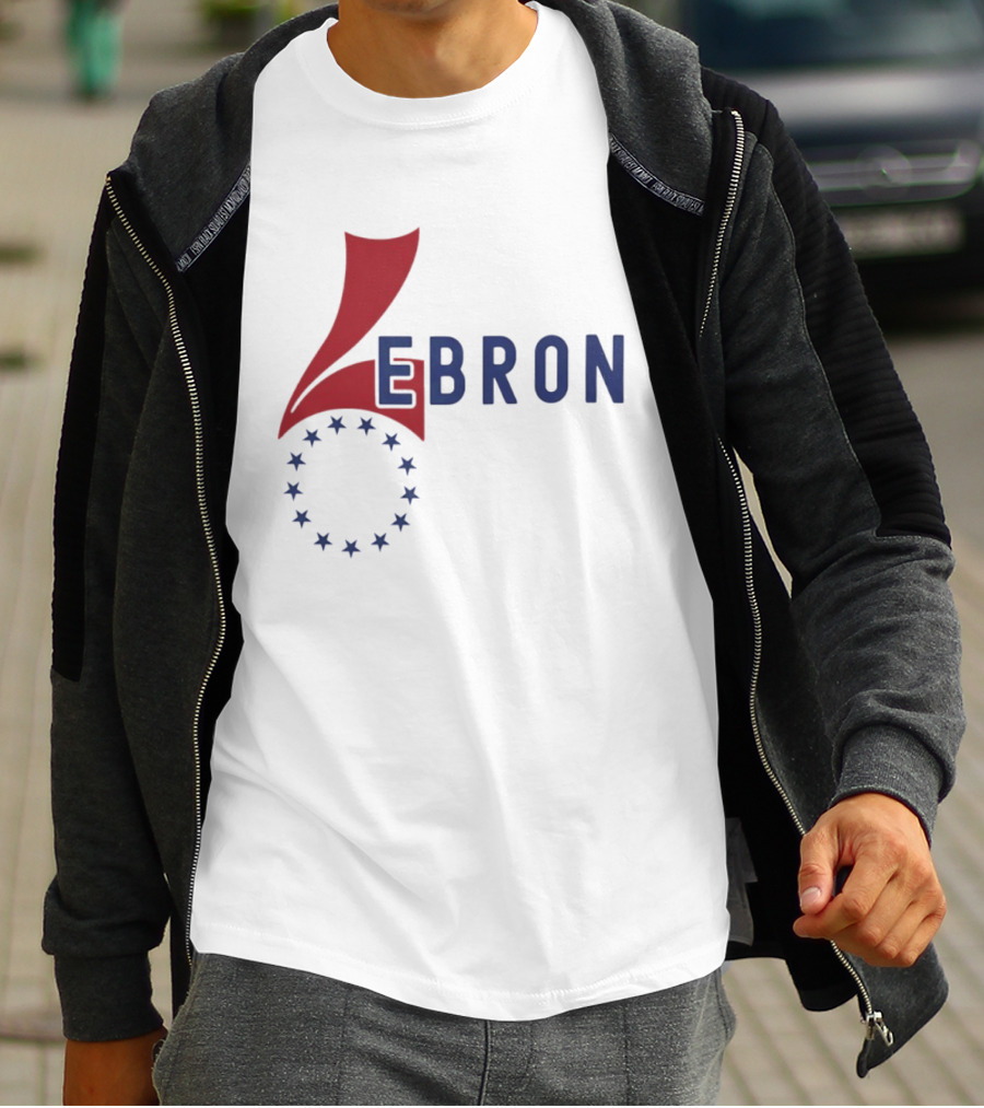 Lebron Stars Circle Red Blue буквенный логотип 76 Ers T-Shirt