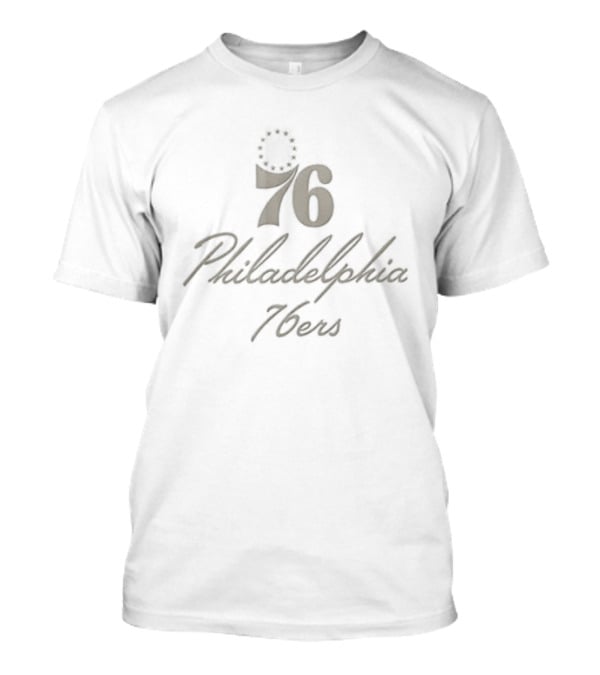 Philadelphia 76ers Cream Name & Number LeBron James 2 Sided T-Shirt