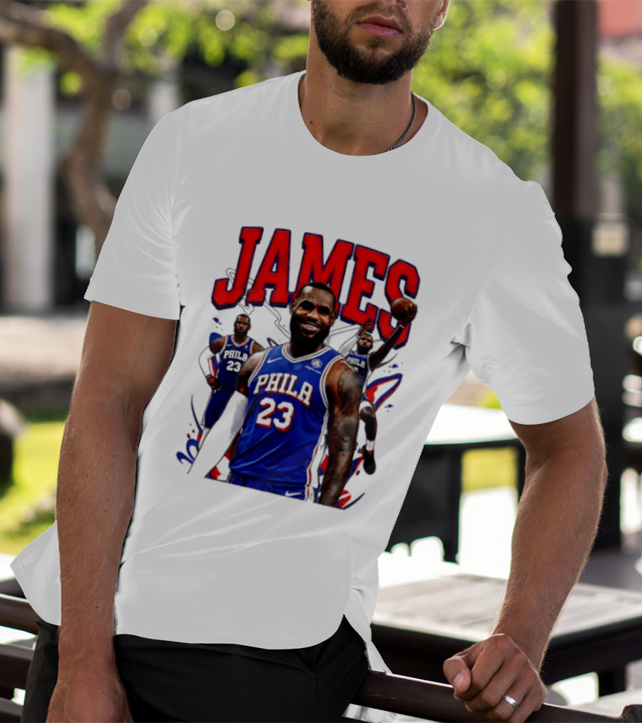 Philadelphia 76ers LeBron James 2026 Basketball Player T-Shirt