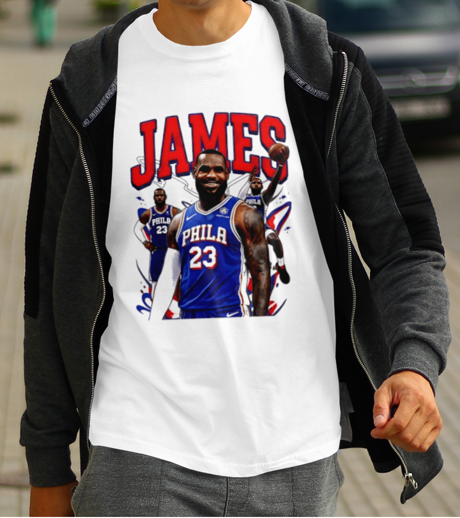 Philadelphia 76ers LeBron James 2026 Basketball Player T-Shirt