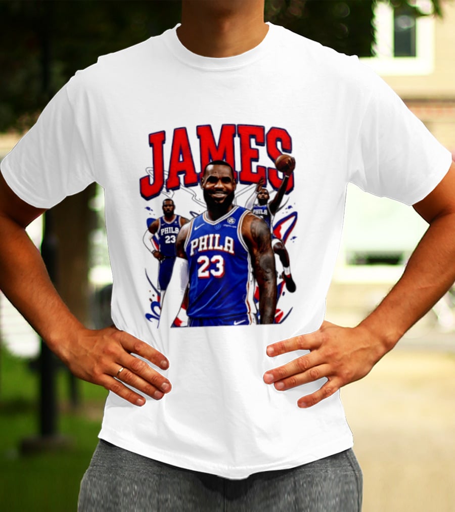 Philadelphia 76ers LeBron James 2026 Basketball Player T-Shirt