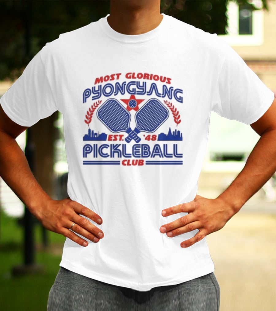 Most Glorious Pyongyang Pickleball Club Established 1948 Retro Paddle T-Shirt
