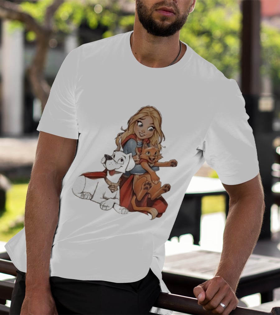 Supergirl Krypto Streaky Cartoon Characters Fun T-Shirt