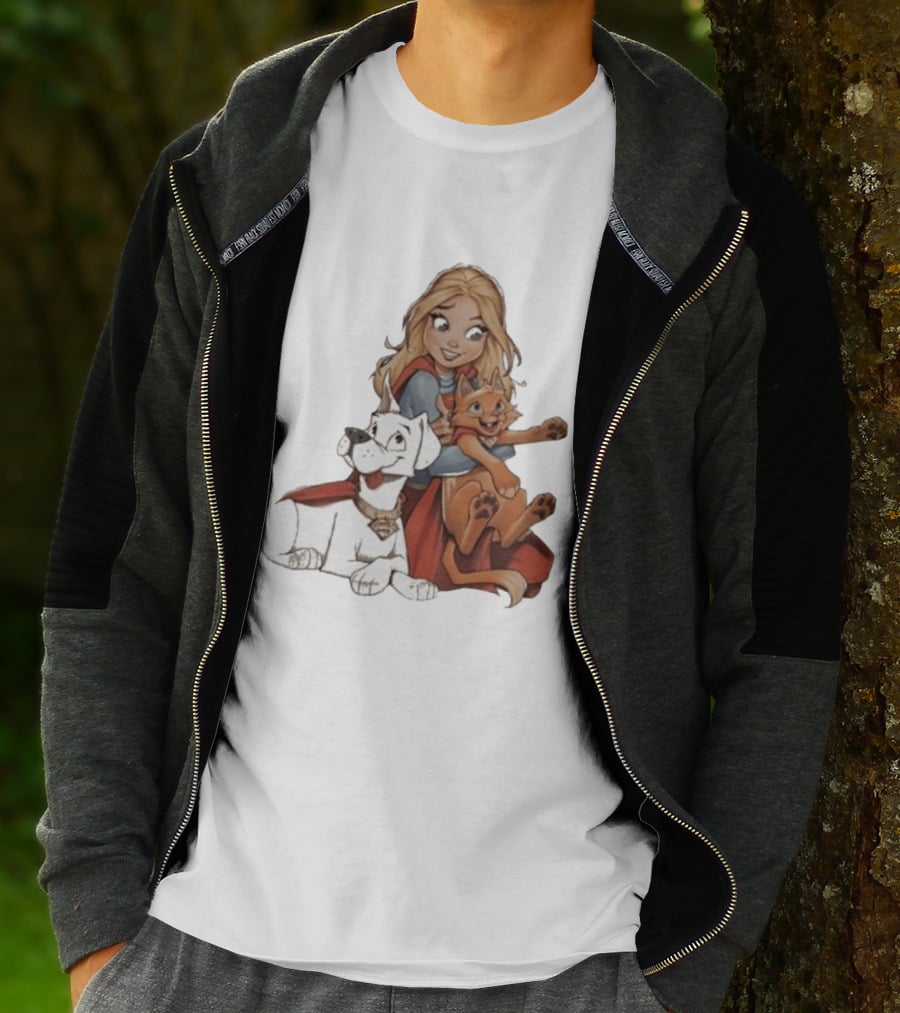Supergirl Krypto Streaky Cartoon Characters Fun T-Shirt
