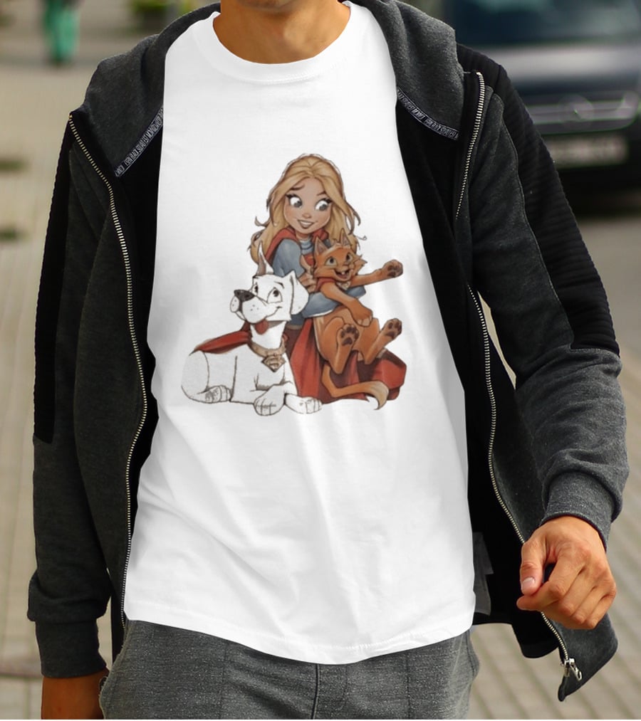 Supergirl Krypto Streaky Cartoon Characters Fun T-Shirt