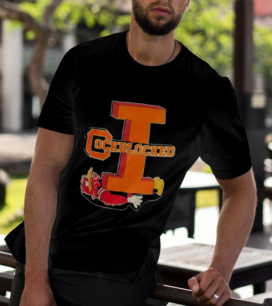 Cockblocked Illinois Fighting Illini Big I Defeat T-Shirt