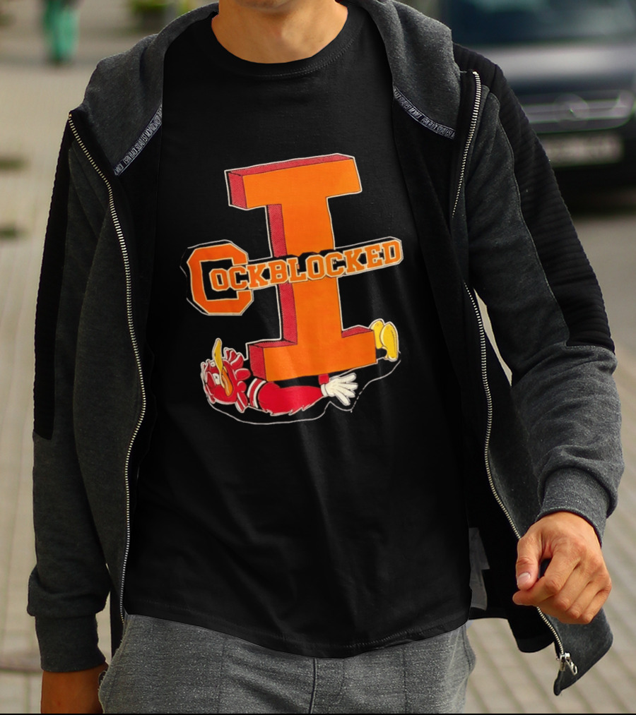 Cockblocked Illinois Fighting Illini Big I Defeat T-Shirt