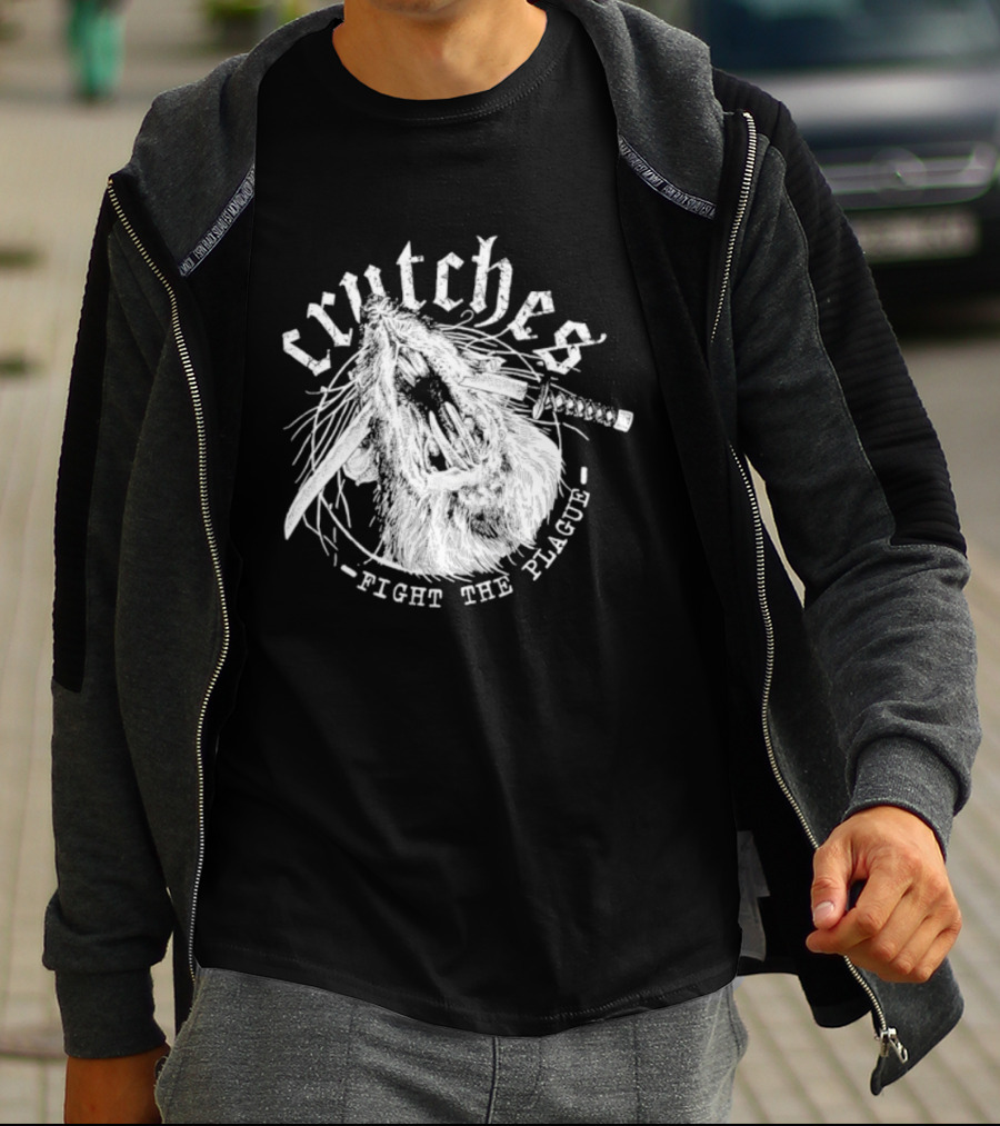 Crutches Fight The Plague Punk Hardcore Twig T-Shirt