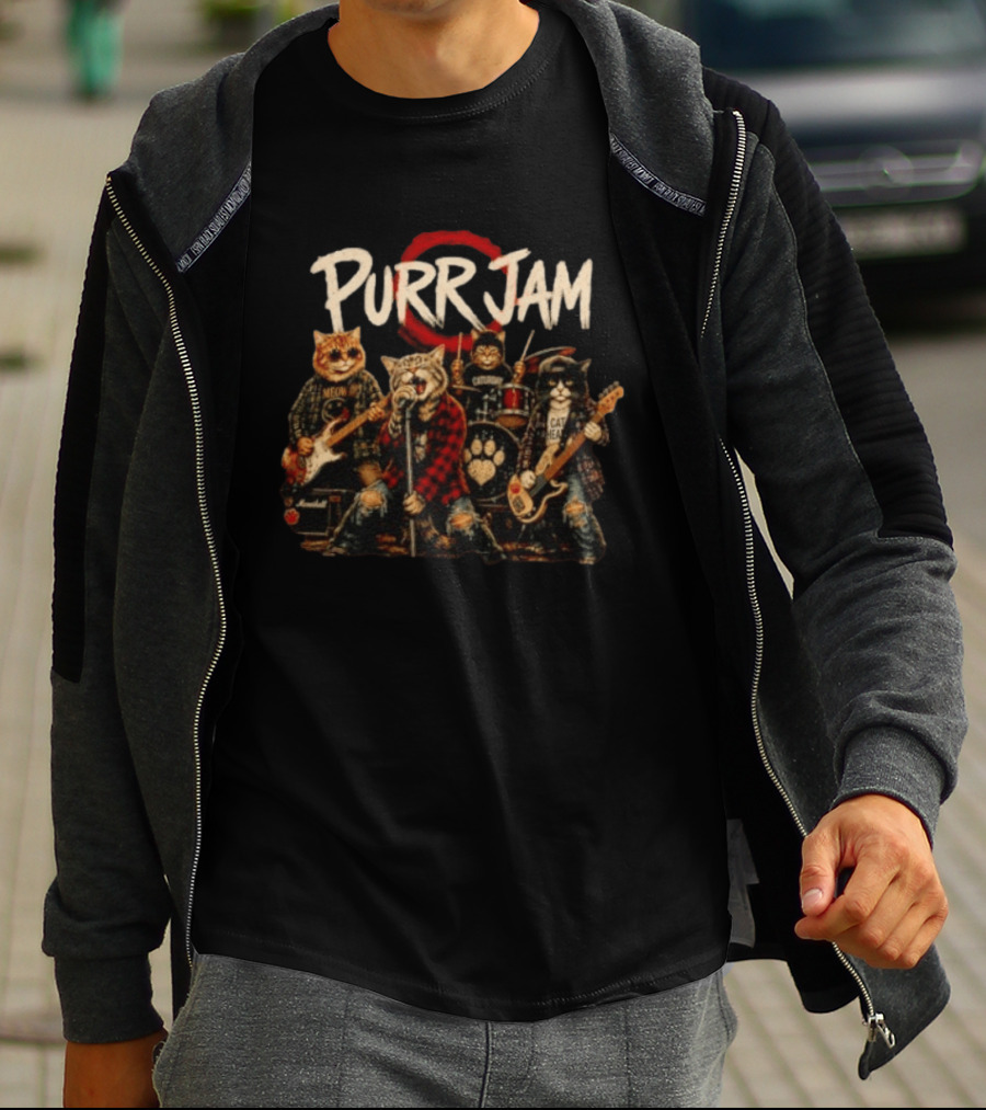 Purr Jam Cat Rock Band Caturday Meowshall Cat Head Marshall Amps T-Shirt