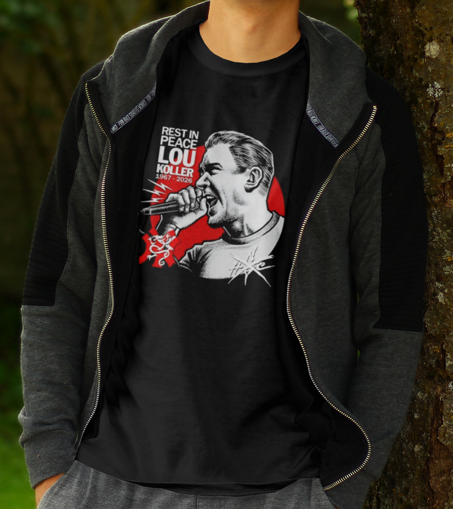 Rest In Peace Lou Koller 1967 2026 HxC Microphone Art Red And White T-Shirt