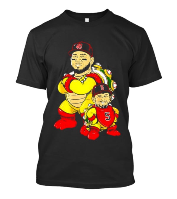 St Louis Cardinals Yadier Molina Albert Pujols Bowser Caricature 40 5 Red Cap T-Shirt