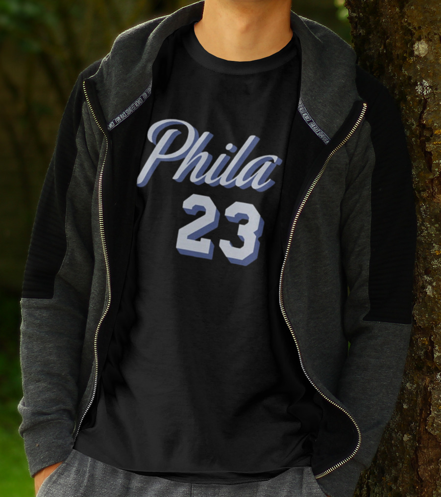 LeBron James 23 Phila 23 Philadelphia 76ers NBA Basketball Two Sided T-Shirt