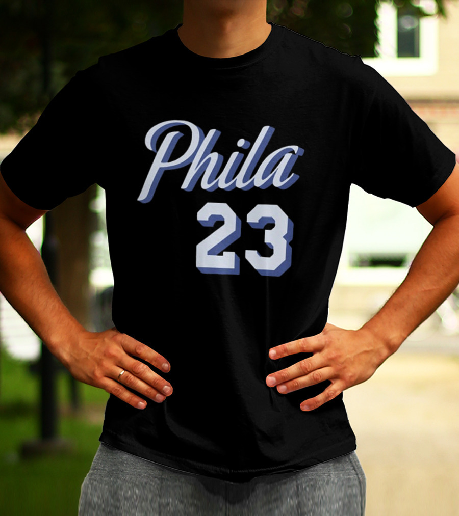 LeBron James 23 Phila 23 Philadelphia 76ers NBA Basketball Two Sided T-Shirt