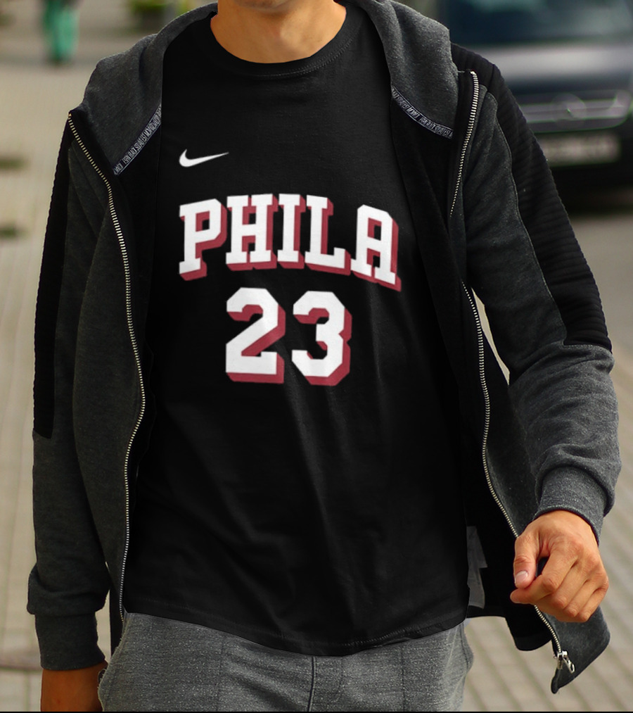LeBron James 23 Phila 76ers Name Number Royal Nike T-Shirt