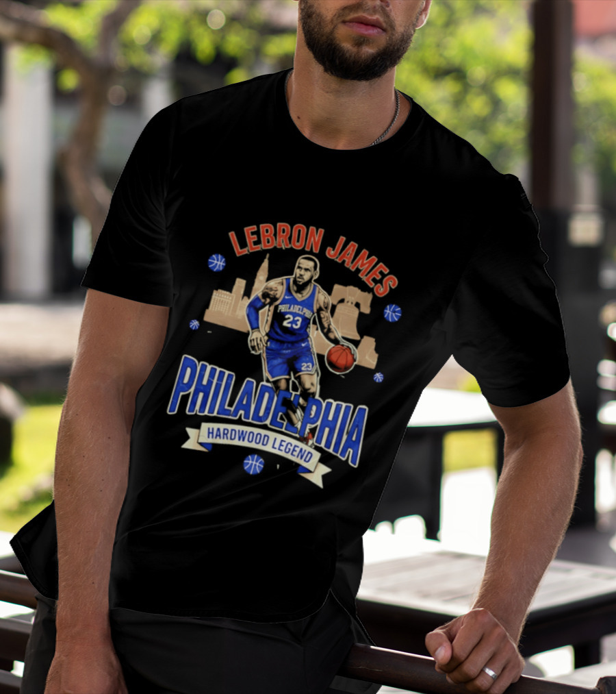 LeBron James Philadelphia Hardwood Legend Skyline Basketball 23 T-Shirt