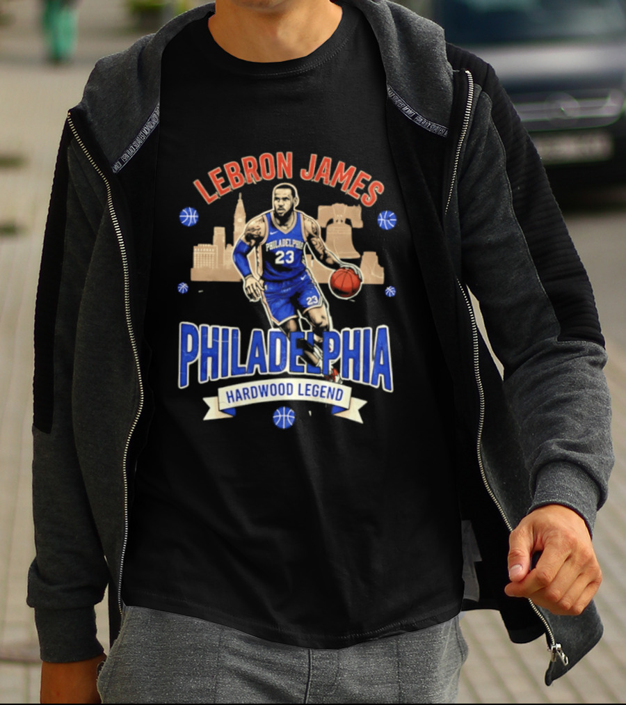 LeBron James Philadelphia Hardwood Legend Skyline Basketball 23 T-Shirt
