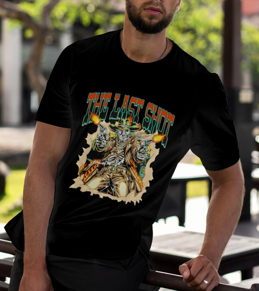 The Last Shot Cowboy Skeleton Western Gunslinger T-Shirt