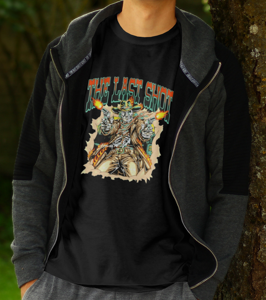 The Last Shot Cowboy Skeleton Western Gunslinger T-Shirt