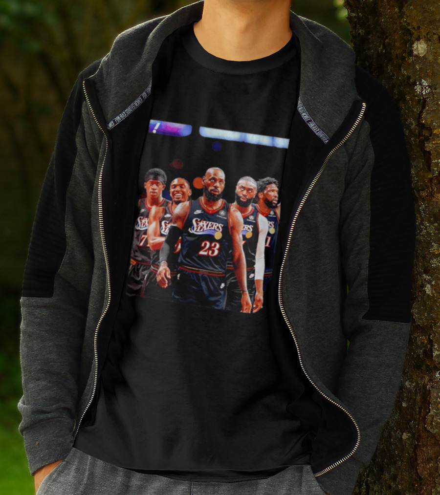 Tyrese Maxey VJ Edgecombe Jaylen Brown LeBron James Joel Embiid Sixers T-Shirt