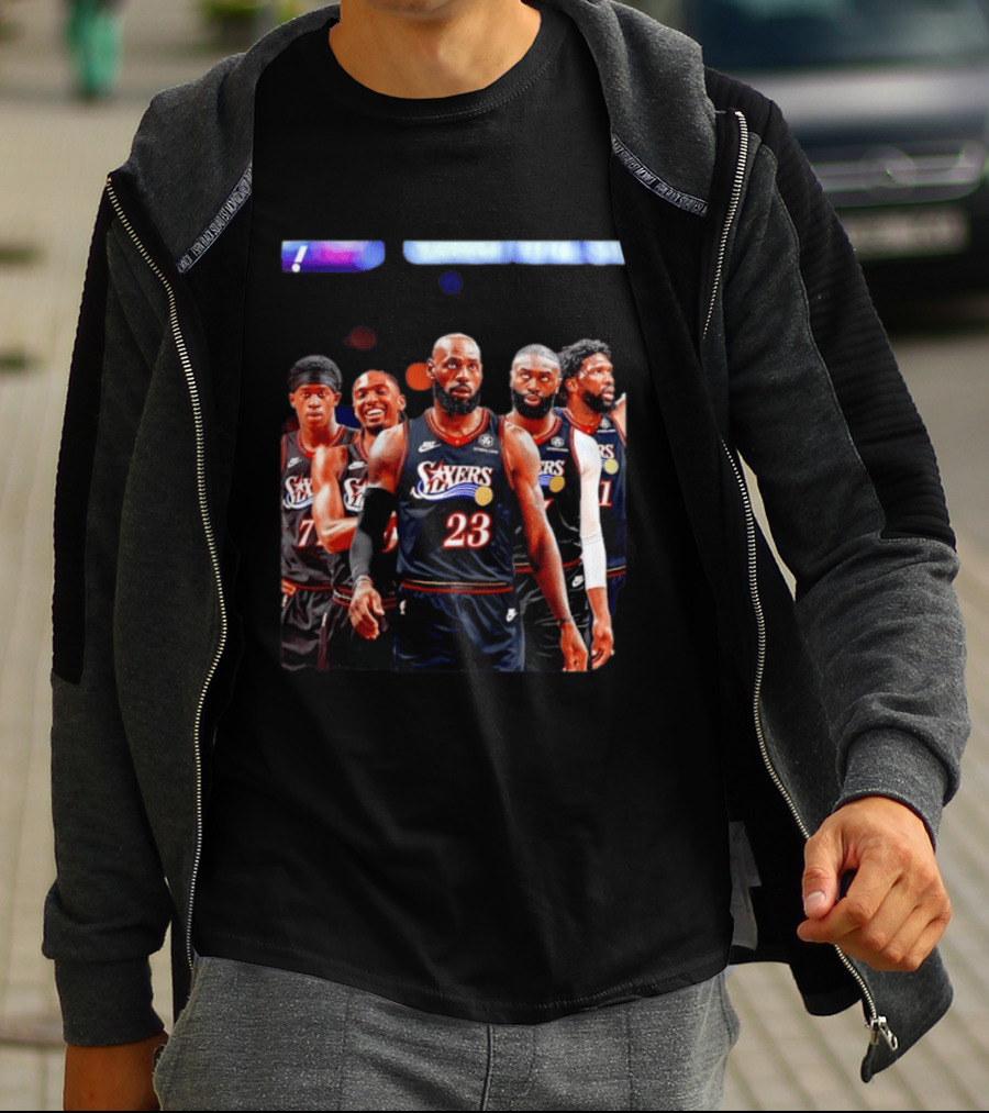 Tyrese Maxey VJ Edgecombe Jaylen Brown LeBron James Joel Embiid Sixers T-Shirt