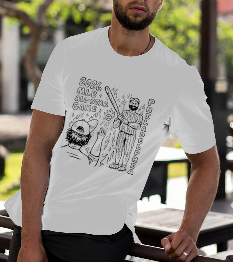 2026 MLB All Star Game Philadelphia Baseball Player And Liberty Bell T-Shirt